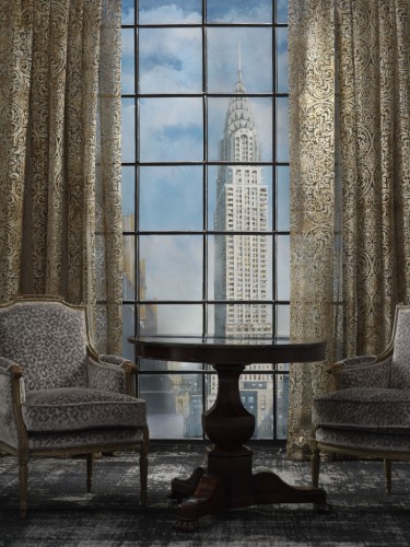 Curtains-in-Lux-Bronze-3m-wide-sheer-with-vintage-french-chairs-in-Divina-Silver