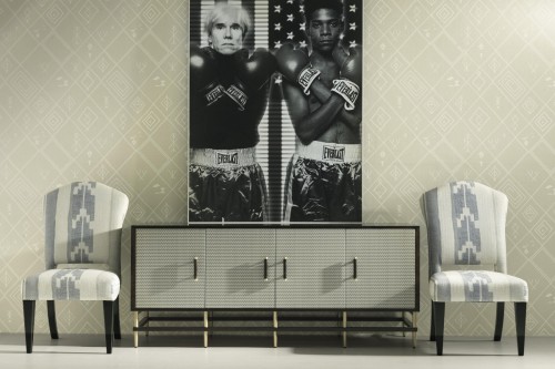 BerberDesertWallpaper ReubenSideboard BacallChairsinIndusDenim